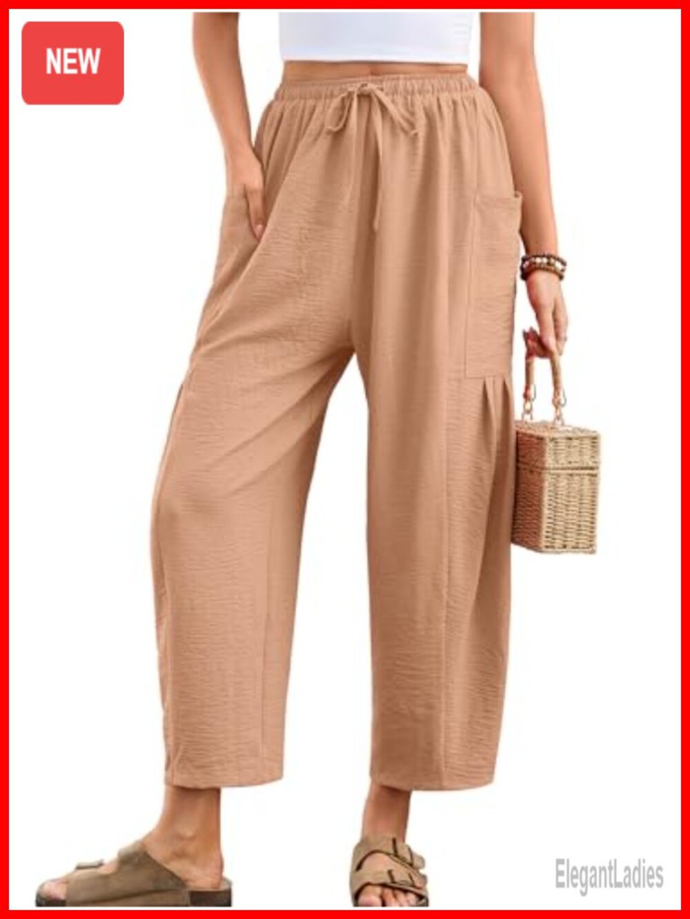 Wide Leg Pants High Waist Tie Knot Trousers Drawstring Palazzo